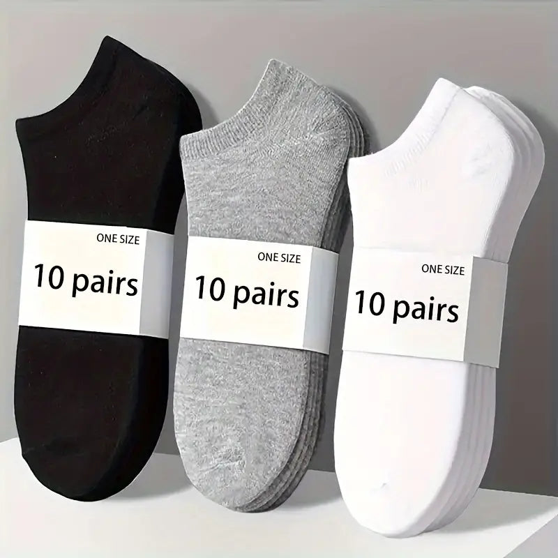 Kit 10 Pares de Meias Invisíveis Premium – Conforto, Respirável e Antiodor